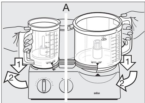 BRAUN FP3020 - Ataşaarea recipientelor de lucru - 1