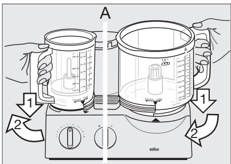BRAUN FP3010 - Režim pulzu «P» sa aktivuje otočením spinača motora dol'ava. Spinačsa do tohto nastavenia napevno neprepne. Podržte spinač v polohe pulzu alebo ho opakovane otáčajte do polohy pulzu. - 1