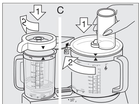 BRAUN FP3010 - Režim pulzu «P» sa aktivuje otočením spinača motora dol'ava. Spinačsa do tohto nastavenia napevno neprepne. Podržte spinač v polohe pulzu alebo ho opakovane otáčajte do polohy pulzu. - 3
