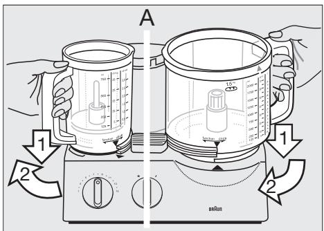 BRAUN FP3010 - Attaching the working bowls - 1