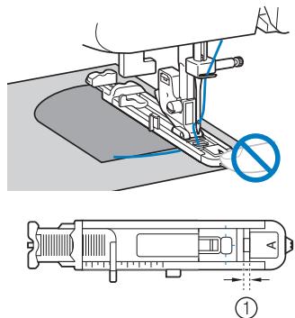 BROTHER CX70PE - Placez le tissu pour que l'ouverture de la poche soit tournée vers vous, puis abaissez le levier du pied-de-biche de façon à ce que l'aiguille tombe 2 mm (1/16" / pouce) devant l'ouverture de la poche. - 2