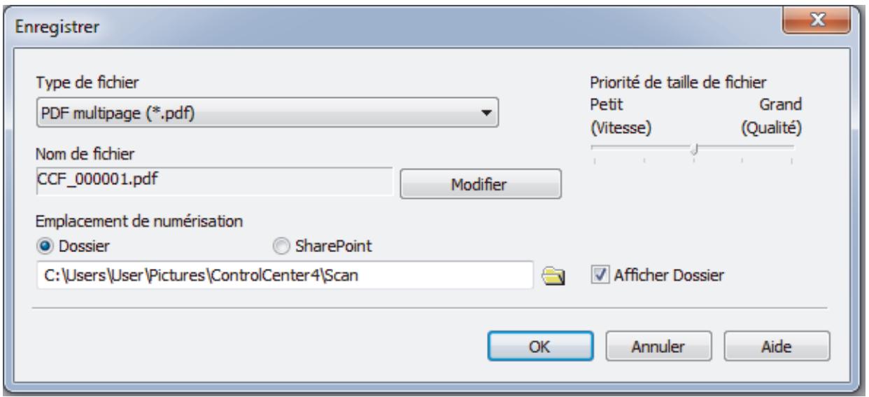 BROTHER MFC-L2730DW - Enregistrer des données numérisées dans un dossier sous un fichier PDF à l'aide du mode accueil de CONTROLCENTER4 (windows®) - 2