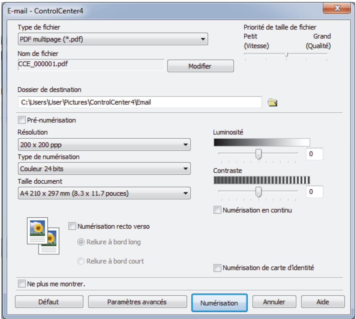 BROTHER MFC-L2730DW - Numériser vers une pièce jointe d'e-mail à l'aide du mode avancé de CONTROLCENTER4 (windows®) - 4