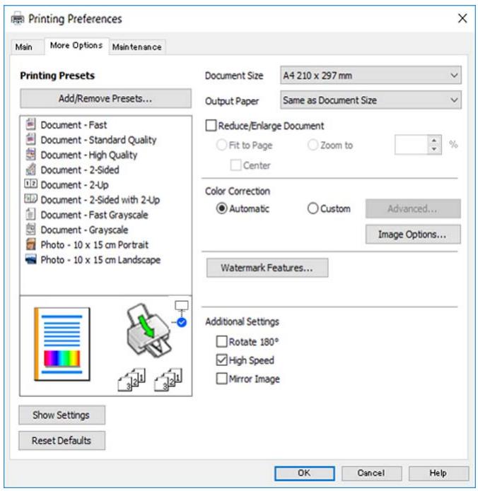 EPSON XP-3100 - Onglet plus d'options - 1