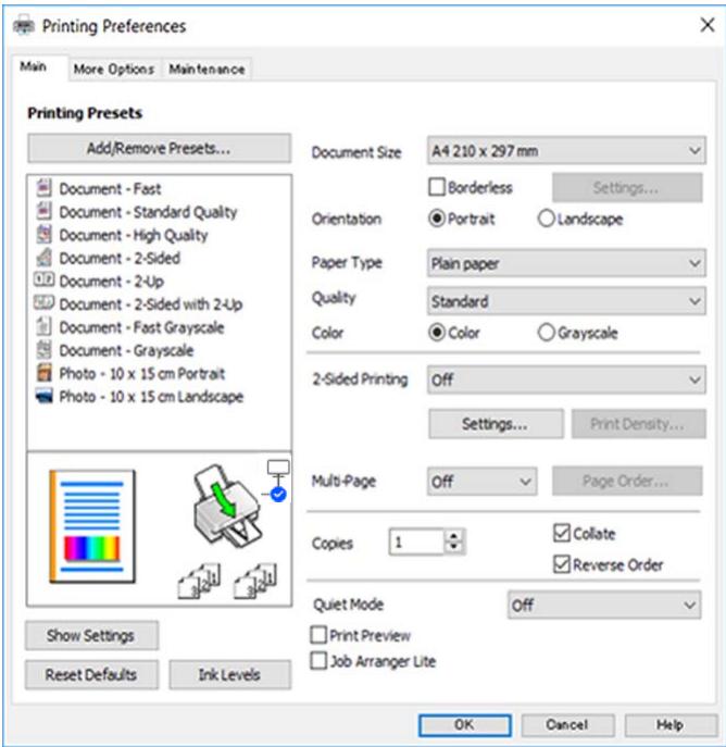 EPSON XP-3100 - Onglet principal - 1