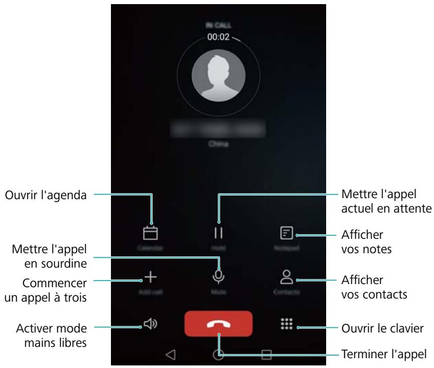 HONOR 8X - Fonctions disponibles pendant un appel - 1