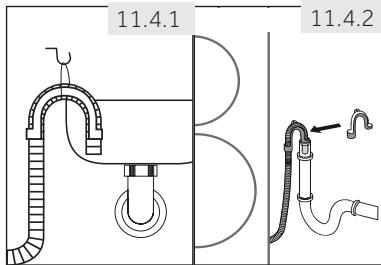 HAIER HWD120-B1558U - Raccordement du tuyau de vidange à l'évier - 1