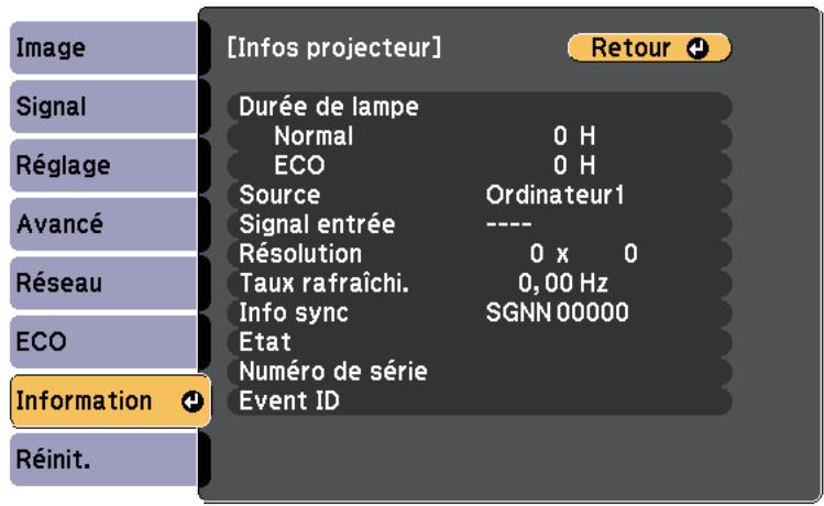 EPSON TW 5600 - TW5650 - Menu information - menu info projecteur - 1