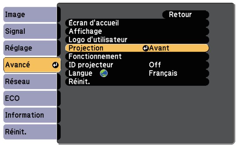 EPSON TW 5600 - TW5650 - Modifier le mode de projection à l'aide des menus - 3