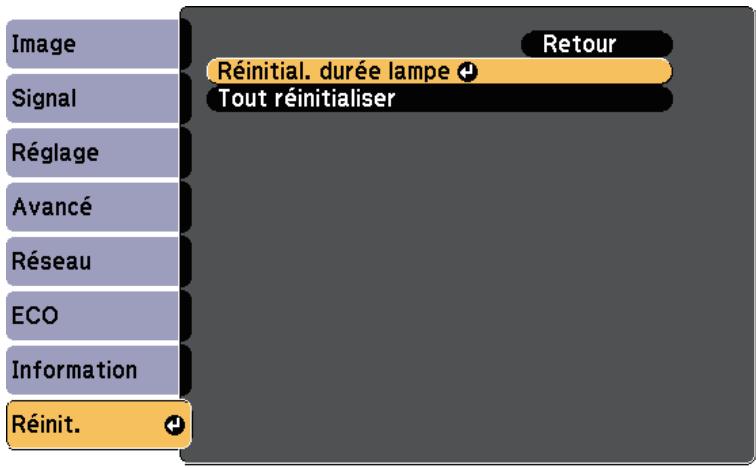 EPSON EB W41 - Réinitialisation de la durée de lampe - 6