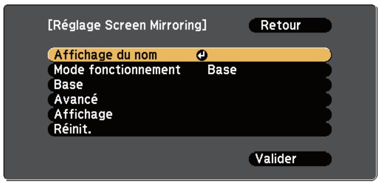 EPSON EB W41 - Sélectionner les paramètres de screen mirroring - 5