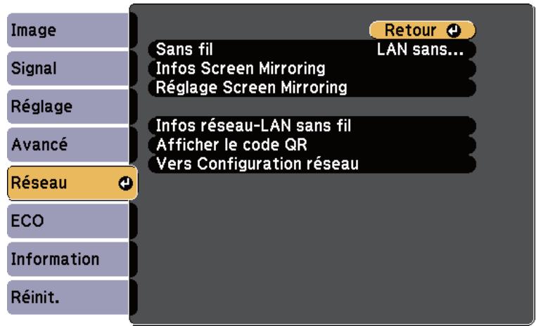EPSON EB W41 - Sélectionner les paramètres de screen mirroring - 2