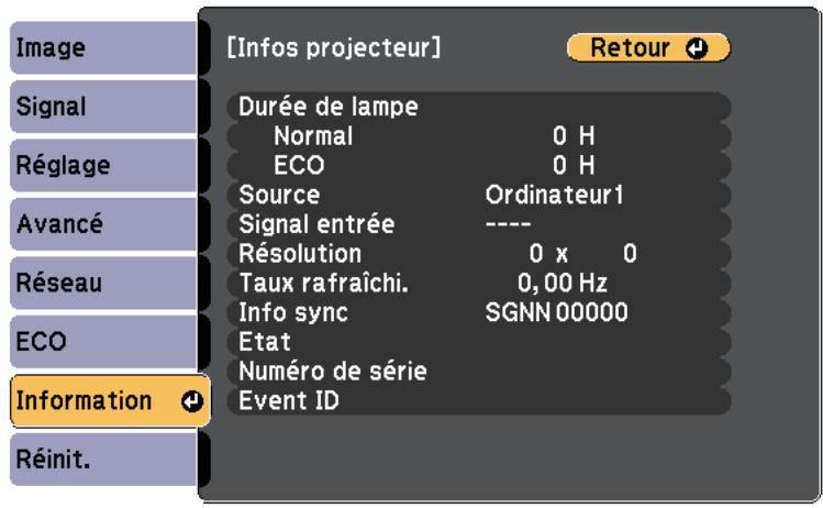 EPSON EB W41 - Menu information - menu info projecteur - 1