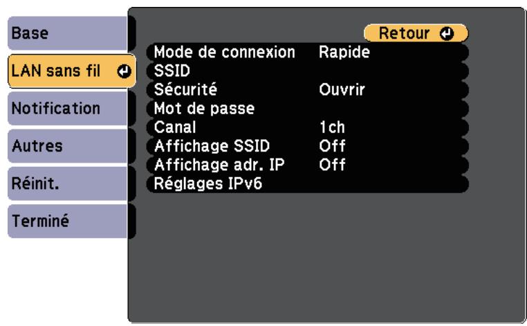 EPSON EB W41 - Sélectionnez les options de base souhaitées. - 2