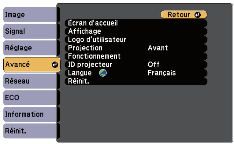EPSON EB W41 - Modifier le mode de projection à l'aide des menus - 2