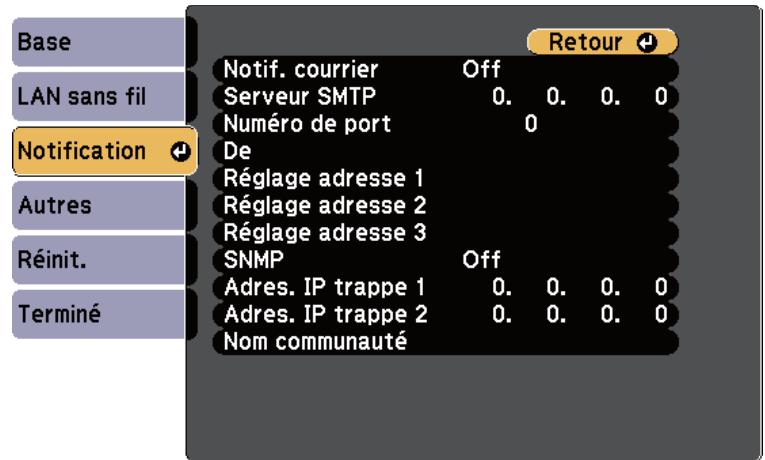 EPSON EB W41 - Messages d'alerte par e-mail sur projecteur réseau - 1