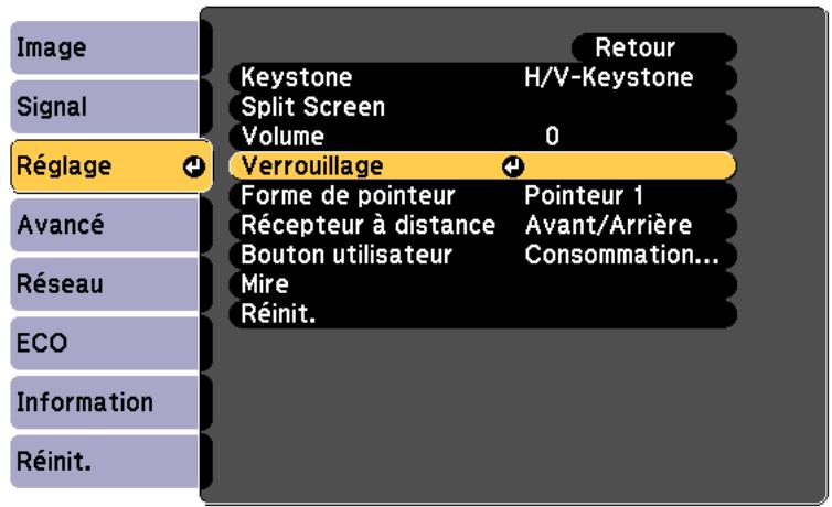 EPSON EB W41 - Verrouiller les boutons du projecteur - 7