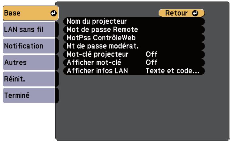 EPSON EB W41 - Menu réseau - menu base - 1