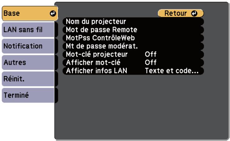 EPSON EB W41 - Sélectionner manuellement les paramètres du réseau sans fil - 3