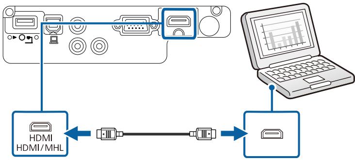 EPSON EB W41 - Connexion à un ordinateur pour la vidéo et l'audio HDMI - 4