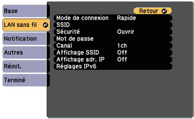 EPSON EB W41 - Configurer la sécurité du réseau sans fil - 2