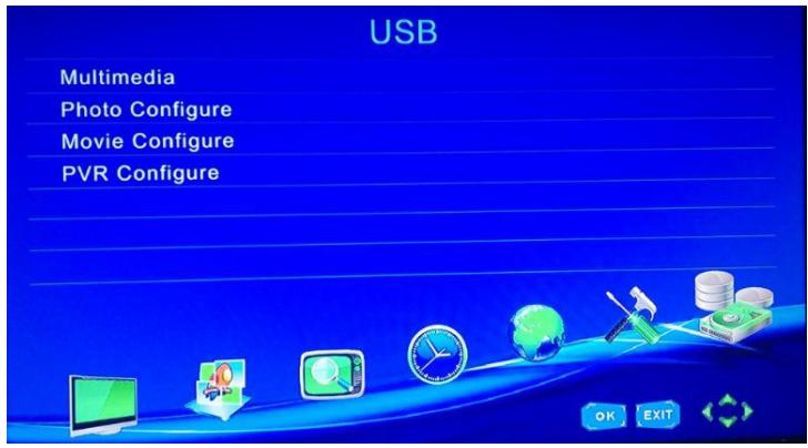 USB Multimedia Photo Configure Movie Configure PVR Configure