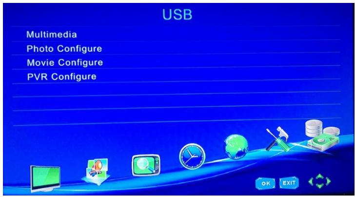 USB Multimedia Photo Configure Movie Configure PVR Configure