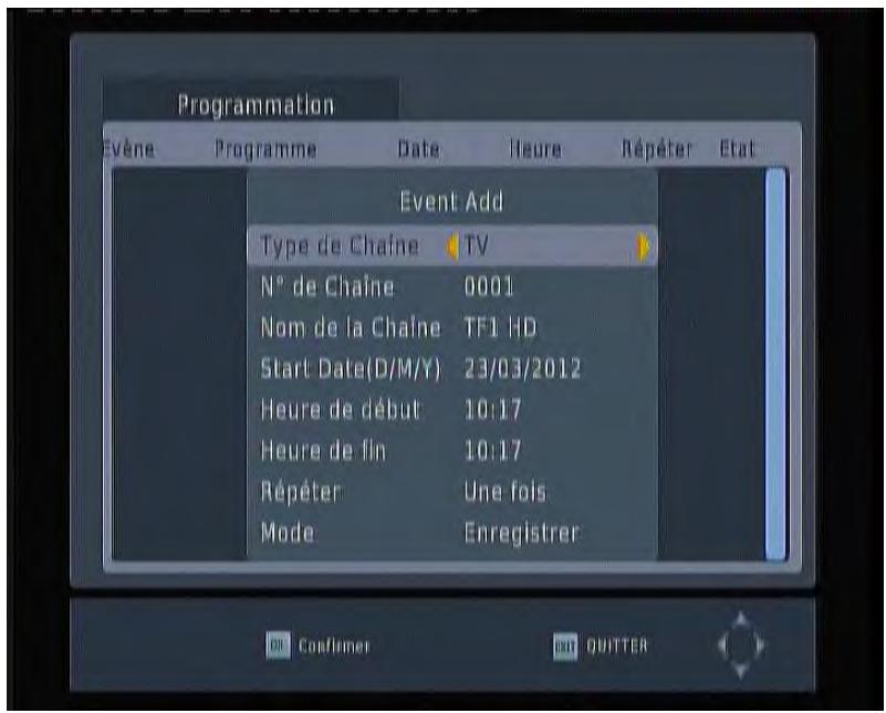 VISIOSAT TVT 100 - Création d'une programmation (Touche Rouge) - 1
