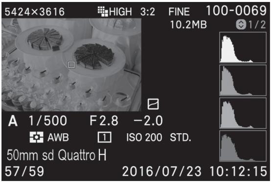 SIGMA SD QUATTRO - COMMENT GERER L'ECRAN D'INFORMATION D'UN DETAIL D'IMAGE : - 1
