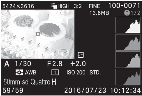 SIGMA SD QUATTRO - COMMENT GERER L'ECRAN D'INFORMATION D'UN DETAIL D'IMAGE : - 3
