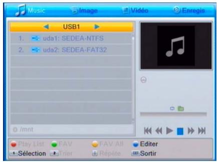 SEDEA SNT850HD USB - Accédez au MENU multimédia en appuyant sur la TOUCHE «USB» : - 2