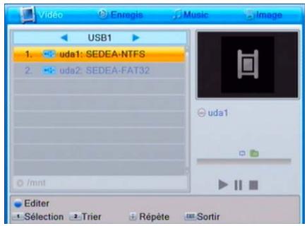 SEDEA SNT850HD USB - Accédez au MENU multimédia en appuyant sur la TOUCHE «USB» : - 2