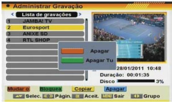 FTE EXTREME HD FLEX T2 - APAGAR GRAVACOES - 1