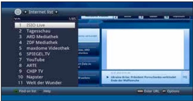 TECHNISAT DIGIT ISIO S - DIGIT ISIO S2 - DIGIT ISIO STC - DIGIT ISIO STC+ - ISIO S1 - Using the Internet list to call up websites - 1