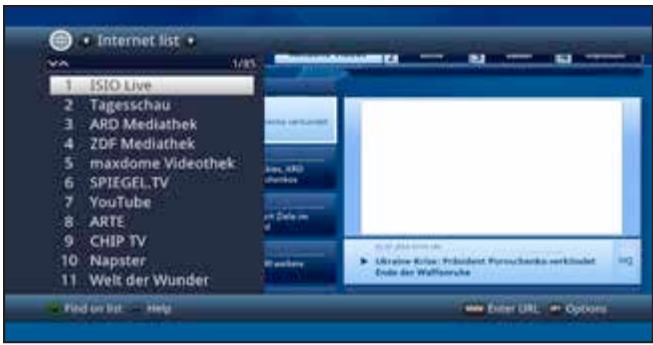 TECHNISAT TECHNISTAR S2 - Using the Internet list to call up websites - 1
