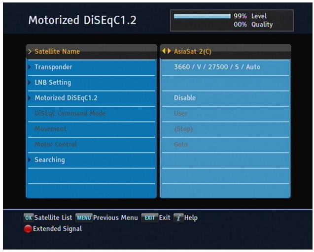 TOPFIELD SBP-2001 - Configuring DiSEqC 1.2 settings - 2