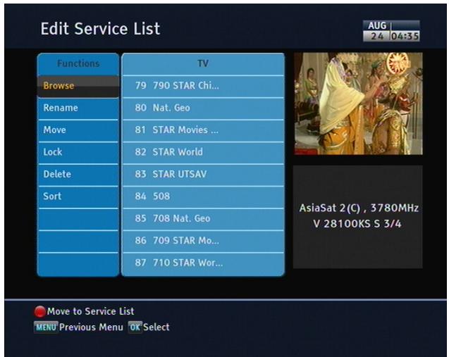 TOPFIELD SBP-2001 - Editing the services list - 1