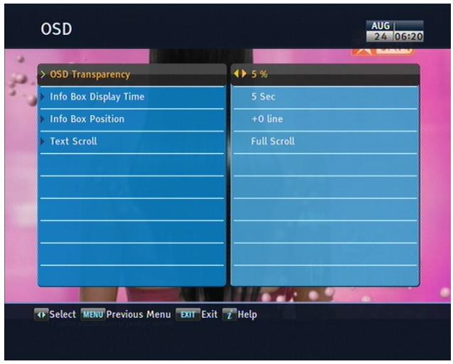 TOPFIELD SBP-2001 - Options for on-screen display - 1