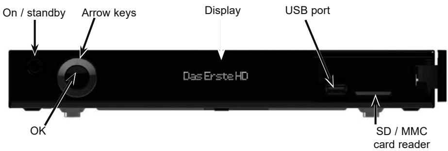 On / standby Arrow keys Display USB port Das Erste HD OK SD / MMC card reader
