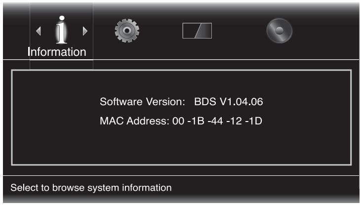 HARMAN KARDON BDT20 - Information Menu - 1