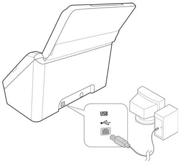 XEROX DOCUMATE 3125 - Connexion du câble USB et mise sous tension - 1