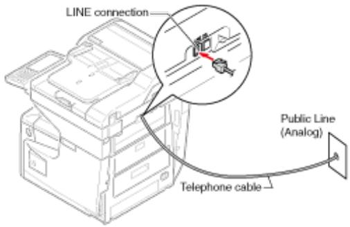 OKI B432DN - Connector une ligne publique (Si utilisée uniquement pour les fax) - 1