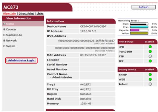 OKI B432DN - Supprimer un (profil) de destination à partir de la page Web - 2