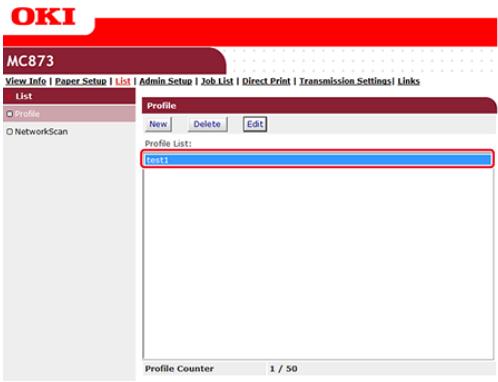 OKI MC760DN - Changer un (profil) de destination à partir de la page Web - 5