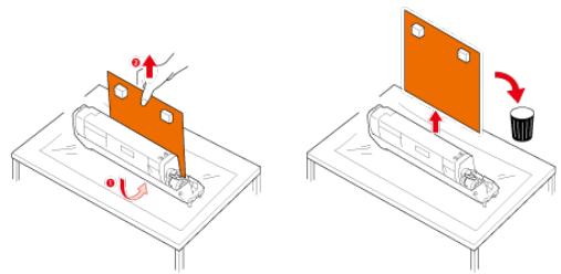 OKI MC760DN - Retirez les feuilles de protection des quatre tambours. - 1