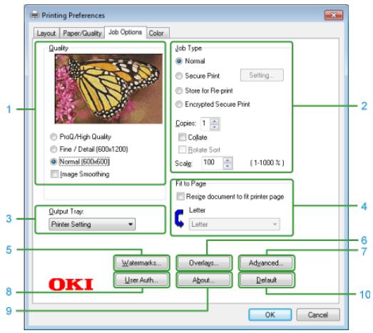 OKI MC760DN - Onglet [Options de travail] - 1