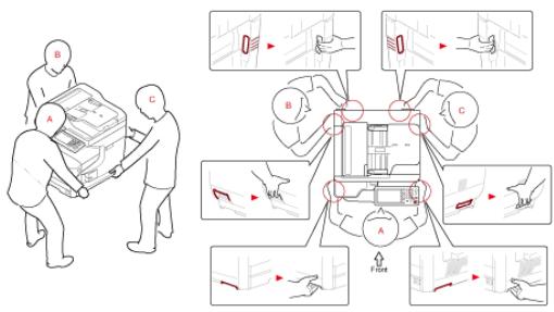 OKI MC760DN - Levez la machine et placez-la à l'endroit où elle doit être installée. - 1