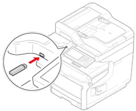 OKI MC760DN - Insérez la clé USB dans le port USB. - 1