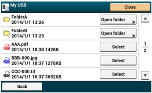 My USB Close FolderA 2014/1/1 13:26 Open folder FolderB 2014/1/1 13:23 Open folder AAA.pdf 2014/1/1 10:38 142KB Select BBB-000.jpg 2014/1/1 10:37 1278KB Select CCC-000.tif 2014/1/1 10:37 3652KB Select Back