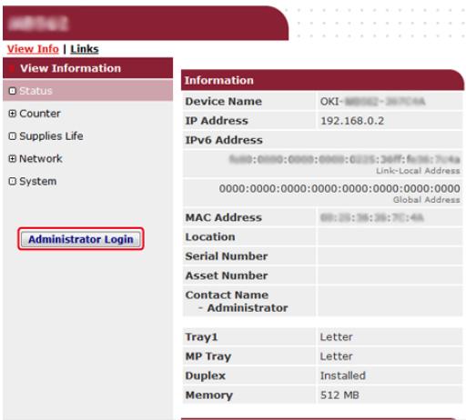 OKI ES7170DN - ES7131DNW - Vérification à partir de la page web - 2